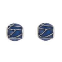 Stainless Steel European Beads, 316L Stainless Steel, Round, enamel, blue, 10mm Approx 4mm 