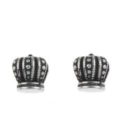Stainless Steel European Beads, 316L Stainless Steel, Crown, blacken, original color Approx 4mm 