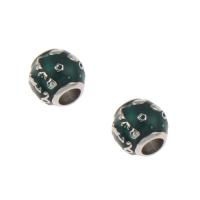 Stainless Steel European Beads, 316L Stainless Steel, Round, enamel, green Approx 4mm 