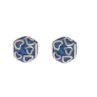 Stainless Steel European Beads, 316L Stainless Steel, Round, enamel, blue Approx 4mm 