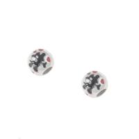 Stainless Steel European Beads, 316L Stainless Steel, Round, enamel, black Approx 4mm 