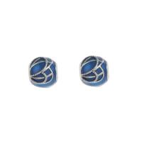 Stainless Steel European Beads, 316L Stainless Steel, Round, enamel, blue Approx 4mm 