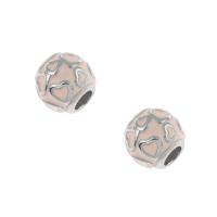 Stainless Steel European Beads, 316L Stainless Steel, Round, enamel, pink Approx 4mm 