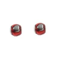 Stainless Steel European Beads, 316L Stainless Steel, Round, enamel, red Approx 4mm 