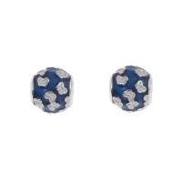 Edelstahl European Perlen, 316 L Edelstahl, rund, Emaille, blau, 10x9mm, Bohrung:ca. 4mm, 5PCs/Tasche, verkauft von Tasche