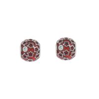 Stainless Steel European Beads, 316L Stainless Steel, Round, enamel & with rhinestone, red Approx 4mm 