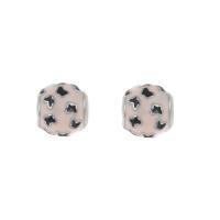 Stainless Steel European Beads, 316L Stainless Steel, Round, enamel, pink Approx 4mm 