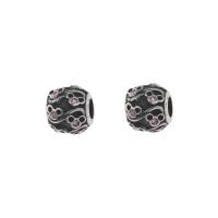 Stainless Steel European Beads, 316L Stainless Steel, with rhinestone & blacken, pink Approx 4mm 