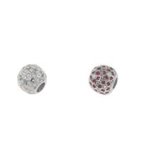 Edelstahl European Perlen, 316 L Edelstahl, rund, Emaille & mit Strass, keine, 10x9mm, Bohrung:ca. 4mm, 5PCs/Tasche, verkauft von Tasche
