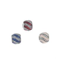 Stainless Steel European Beads, 316L Stainless Steel, Round, enamel & with rhinestone Approx 4.5mm 