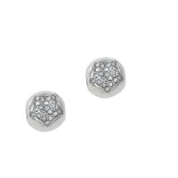 Stainless Steel European Beads, 316L Stainless Steel, Round, with rhinestone, original color Approx 4mm 