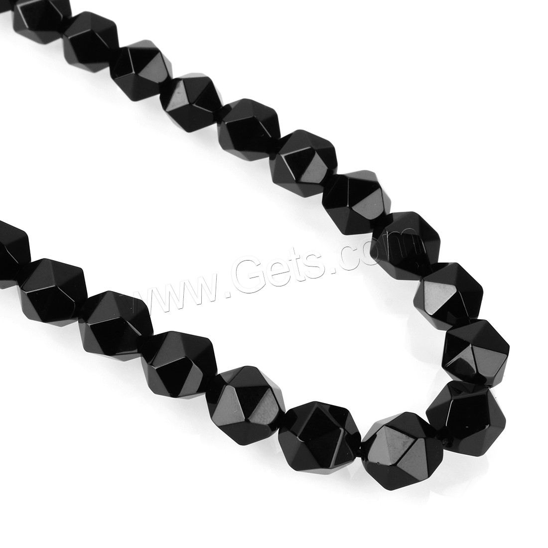 Schwarzer Achat Perle, Vintage & verschiedene Größen vorhanden, schwarz, Bohrung:ca. 1.5mm, Länge:ca. 15 ZollInch, verkauft von Strang