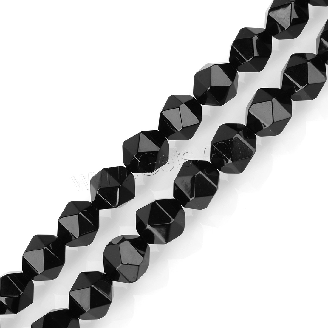 Schwarzer Achat Perle, Vintage & verschiedene Größen vorhanden, schwarz, Bohrung:ca. 1.5mm, Länge:ca. 15 ZollInch, verkauft von Strang