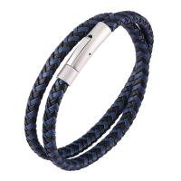 Stainless Steel Bracelet, with Microfiber PU, fashion jewelry & Unisex black 