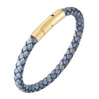 Stainless Steel Bracelet, with Microfiber PU, fashion jewelry & Unisex blue 
