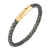 Stainless Steel Bracelet, with Microfiber PU, fashion jewelry & Unisex green 