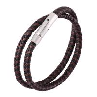 Stainless Steel Bracelet, with Microfiber PU, Double Layer & fashion jewelry & Unisex brown 