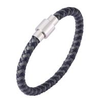 Stainless Steel Bracelet, with Microfiber PU, fashion jewelry & Unisex blue 