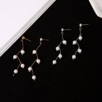 Zinklegierung Tropfen Ohrring, mit Kunststoff Perlen, Modeschmuck & für Frau, keine, 5.8cm, verkauft von Paar