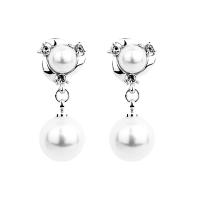 Zinc Alloy Drop Earring, with Plastic Pearl, fashion jewelry & for woman 1cmx2.9cm 