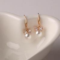 Zinklegierung Tropfen Ohrring, mit Kunststoff Perlen, Modeschmuck & für Frau, weiß, 1cmx2.7cm, verkauft von Paar