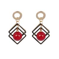Zinc Alloy Drop Earring, with Plastic Pearl, fashion jewelry & for woman 3.8cm 