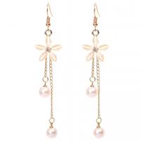 Plastic Pearl Zinc Alloy Earring, with Plastic Pearl, fashion jewelry & for woman, white, 7.5cm 
