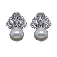Zinklegierung Ohrstecker, mit Kunststoff Perlen, Modeschmuck & für Frau, weiß, 2.5cmx1.6cm, verkauft von Paar