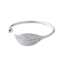 Zinc Alloy Cuff Bangle, Leaf, silver color plated, vintage & fashion jewelry & for woman, 40*18mm .8 
