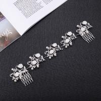 Zinc Alloy Decorative Hair Comb, silver color plated & for woman & with rhinestone, 280mm 