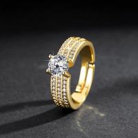 Zirkonia Messing Finger Ring, mit kubischer Zirkonia, plattiert, für Frau, keine, 6mm, Größe:12, 2PCs/Tasche, verkauft von Tasche