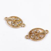 Rhinestone Zinc Alloy Connector, Leaf, gold color plated, with rhinestone & hollow, 22*13mm 