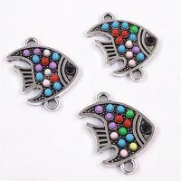 Zinc Alloy Connector, with Seedbead, Fish, antique silver color plated, cute & fashion jewelry & DIY & for woman, 11*22mm 