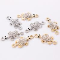 Animal Zinc Alloy Connector, Turtle, plated, DIY & with rhinestone 26*13*3.5mm 