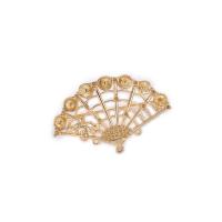 Brass Brooch Finding, Fan, rose gold color plated, folk style & DIY, metallic color plated, nickel, lead & cadmium free 