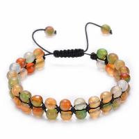 Mixed Agate Woven Ball Bracelets, with Nylon Cord, Round & Unisex & adjustable, 6mm Approx 6.7-11 Inch 