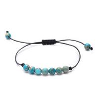 Gemstone Woven Ball Bracelets, with PU Leather Cord, Round & Unisex & adjustable, 6mm Approx 6.7-11 Inch 