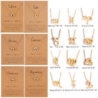 Zinc Alloy Cubic Zirconia Necklace, with 5cm extender chain, gold color plated, Zodiac symbols jewelry & oval chain & for woman Approx 16.1 Inch 
