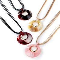 Acrylic Necklace, with PU Leather Cord & Zinc Alloy, gold color plated, adjustable & for woman 70mm,90mm Approx 14.9-31.5 Inch 