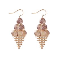Brass Drop Earring, Tassel, gold color plated, Korean style & for woman 