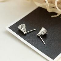 Sterling Silver Stud Earring, 925 Sterling Silver, Badminton, plated, Mini & fashion jewelry & Korean style & for woman 