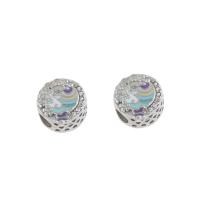 Stainless Steel European Beads, 316L Stainless Steel, Round, enamel & with rhinestone, multi-colored Approx 4mm 