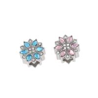 Stainless Steel European Beads, 316L Stainless Steel, Flower, with rhinestone Approx 4mm 
