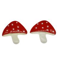 Food Resin Cabochon, mushroom, Mini & cute & DIY, red 