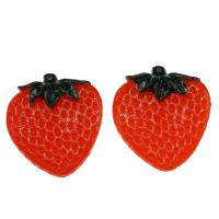 Imitation Obst Resin Anhänger, Harz, Erdbeere, Mini & Niedlich & Fruchtentwurf & DIY, rot, 51x45x8mm, Bohrung:ca. 2mm, 100PCs/Tasche, verkauft von Tasche