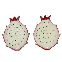 Imitation Obst Resin Anhänger, Harz, Drachenfrucht, Mini & Niedlich & Fruchtentwurf & DIY, weiß, 62x45x4mm, Bohrung:ca. 2.3mm, 100PCs/Tasche, verkauft von Tasche