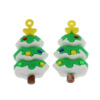 Cartoon Harz Anhänger, Weihnachtsbaum, Mini & Niedlich & DIY, grün, 56x27x16mm, Bohrung:ca. 3mm, 100PCs/Tasche, verkauft von Tasche