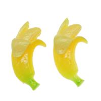 Obst Kunstharz Cabochon, Harz, Banana, Mini & Niedlich & Fruchtentwurf & DIY, gelb, 62x29x13mm, 100PCs/Tasche, verkauft von Tasche