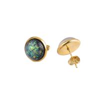 Zinc Alloy Stud Earring, with Resin, Round, gold color plated, Mini & fashion jewelry & for woman, 13.7mm 