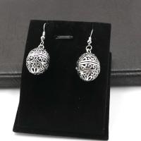 Brass Drop Earring, antique silver color plated, can open and put into something & vintage & fashion jewelry & for woman & hollow, 25mm 
